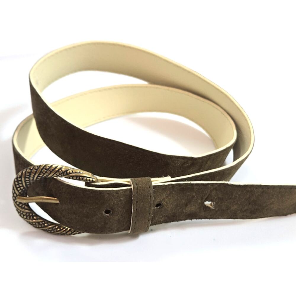 Vintage Olive Green Faux Suede women's Belt size Med
